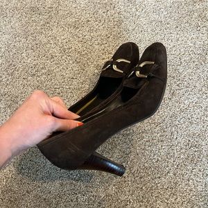 enzo angiolini brown suede heels size 7